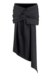 OFF-WHITE ASYMMETRIC BLACK WOOL SKIRT FOR WOMEN