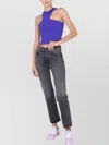 Off-white Asymmetric Cropped Top Logo Embossed In Blue