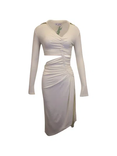 Pre-owned Off-white Asymmetric Cutout Ruched Dress In Neutral