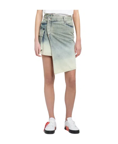 OFF-WHITE ASYMMETRIC DENIM SKIRT