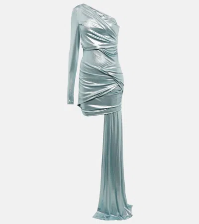 Off-white One-shoulder Jersey Dress In Silver