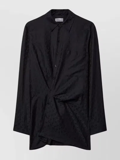Off-white Asymmetric Long Sleeve Textured Dress In Black