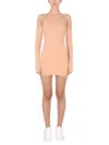 Off-white Asymmetric Mini Dress In Brown