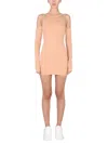 Off-white Asymmetric Mini Dress In Brown