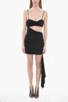 Off-white Strapless Body-con Mini Dress With Draped Panel In Black