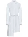 OFF-WHITE OFF-WHITE ASYMMETRIC PLEATED LONG-SLEEVED SHIRT DRESS