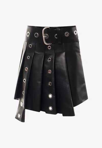 Off-white Asymmetric Pleated Mini Skirt In Black