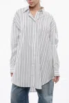 Off-white Asymmetric Round Zip Popeline Shirt With Balanced Stripe Mot In White