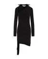 Off-white Mini Asymmetric Black Dress With Cut-out And Ruffle Detail In Viscose Stretch Woman In Black