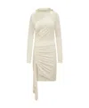 Off-white Viscose Crêpe Draped Dress In White