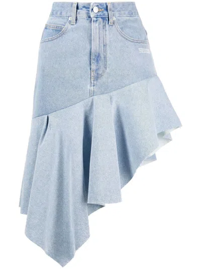 Off-white Off White Asymmetric Denim Skirt In Blue