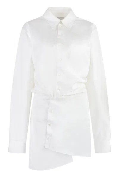 Off-white Asymmetrical Cotton Shirt Dress In White