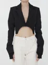 Off-white Asymmetrical Cropped Jacket In Black