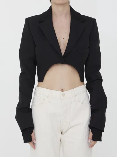 Off-white Asymmetrical Cropped Jacket In Black