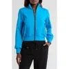 Off-white Woman Jacket In Turquoise Technical Fabric With Logo Tape In Blue