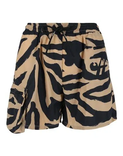 Off-white Athletic Zebra Nylon Shorts Woman Shorts & Bermuda Shorts Multicolored Size 6 Polyamide In Brown
