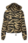 Off-white Zebra-print Hooded Jacket Woman Jacket Multicolored Size 8 Polyamide In Beige Multi