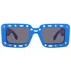 Off-white Atlantic Grey Rectangular Unisex Sunglasses Oeri025 4507 52 In Blue