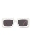 Off-white Atlantic Grey Rectangular Unisex Sunglasses Oeri025 0107 52 In White