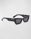 Off-white Aurora Acetate Cat-eye Sunglasses In 1007 Black Dark Grey