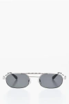 Off-white Aviator Baltimore Sunglasses With Oval Lenses In Gray