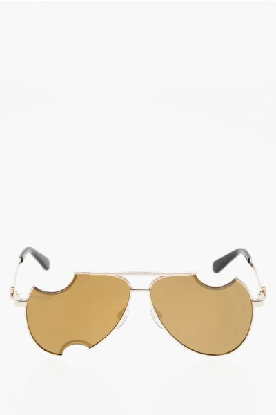 Off-white Aviator Dallas Sunglasses With Meteor Design In Brown