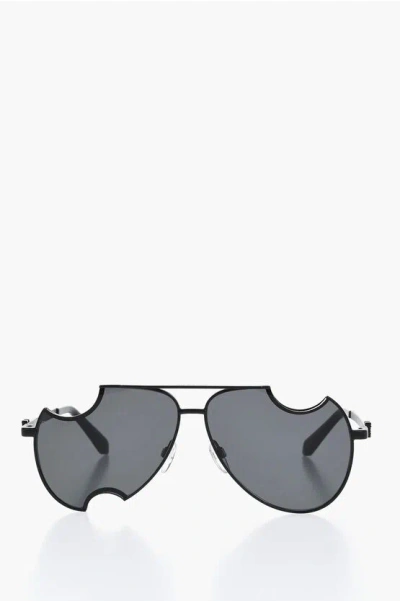 Off-white Aviator Dallas Sunglasses With Meteor Design In Black