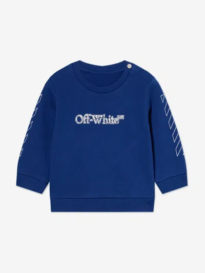 Off-white Kids'  Baby Boys Big Bookish Crackle Sweatshirt In Blue