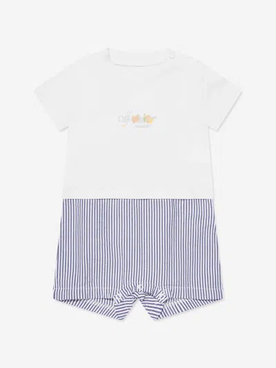 Off-white Kids' Baby Boys Funny Mix Romper In White