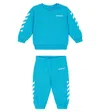 Off-white Baby's Logo & Diagonal Stripe 2-piece Sweat Set In Blue White