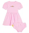 Off-white Baby Funny Flowers Cotton Dress In Pink