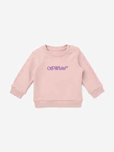 Off-white Kids'  Baby Girls Big Bookish Puff Sweatshirt In Pink