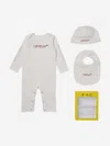 Off-white Baby Girls Bookish Watercolour Romper Set In Gray