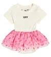 Off-white Baby Logo Cotton And Tulle Bodysuit In Off White