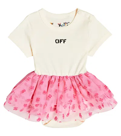 Off-white Baby Logo Cotton And Tulle Bodysuit In Off White
