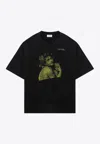 Off-white Oversized Black Cotton Crew-neck T-shirt In Black