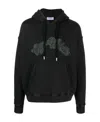 Off-white Brushed Cotton Skate-fit Bacchus Printed Hoodie In Black