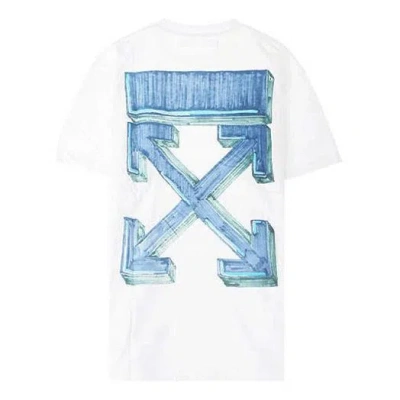 Off-white Back Arrow Pattern Printing Round Neck Short Sleeve Loose Fit White