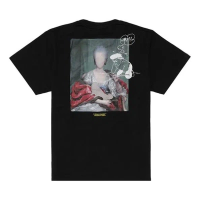 Off-white Back Photo Printing Short Sleeve Loose Fit Black
