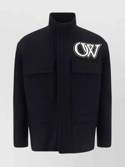 Off-white Back Print High Collar Jacket In Black
