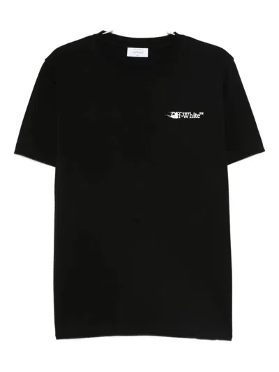 Off-white Back Print Slim Fit Cotton T-shirt Clothing In Black