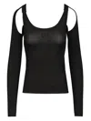 Off-white Black Ribbed Top Tops Black In Black