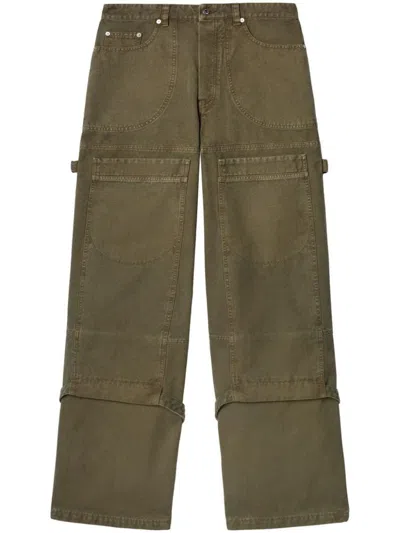 Off-white Baggy Carpenter Trousers In Green