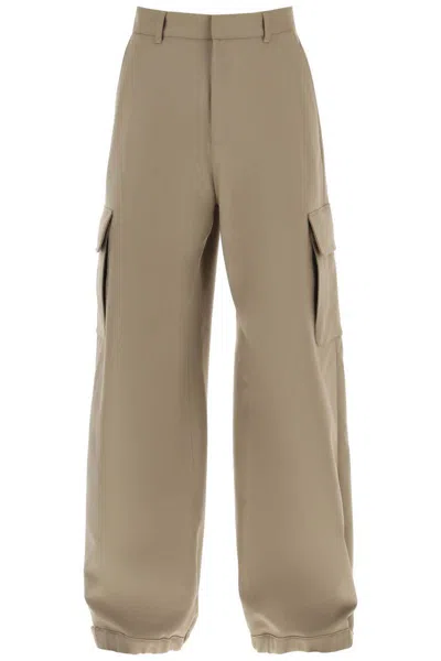 Off-white Baggy Fit Cargo Trousers In Brown