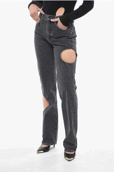 Off-white Baggy Meteor Cutout Jeans In Grigio