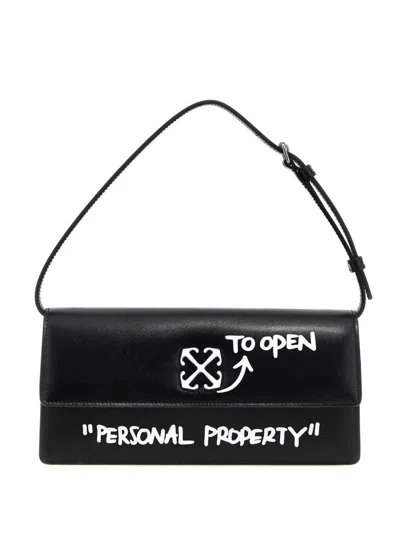 Off-white Jitney 1.0 Logo Plaque Shoulder Bag In Black