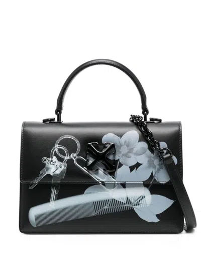Off-white Jitney X-ray Print Leather Bag In Black