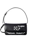 Off-white Jitney 1.0 Logo Plaque Shoulder Bag In Black-wh