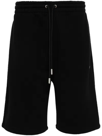 Off-white Straight-leg Logo-embroidered Cotton-jersey Shorts In 1001 Black White