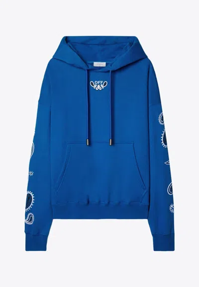 Off-white Bandana Arrow-embroidered Hooded Sweatshirt In Blue